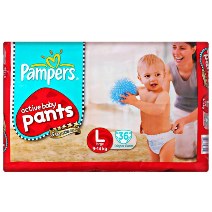 PAMPERS ACTIVE BABY PANTS LARGE 36 U